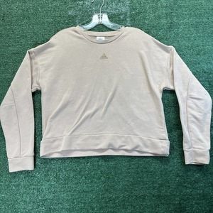 Adidas Women Sweater Large Pink Crop Top Long Sleeve Sweater